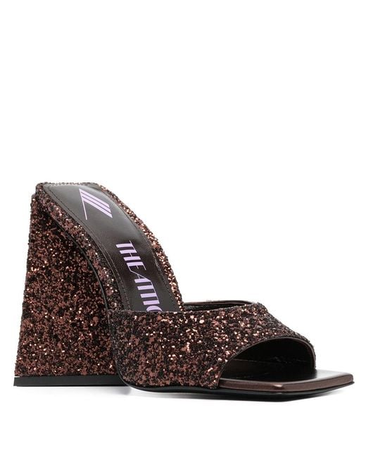 The Attico Brown Ladies Sequins Devon 115 Mm Mule, Brand Size 36 Us