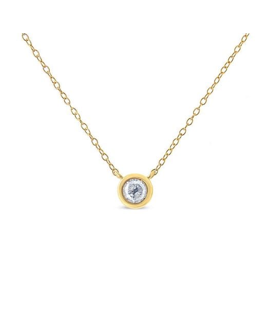 Haus of Brilliance Metallic 14k Yellow Gold Plated .925 Sterling Silver 1/2 Cttw Diamond Bezel 18'' Pendant Necklace