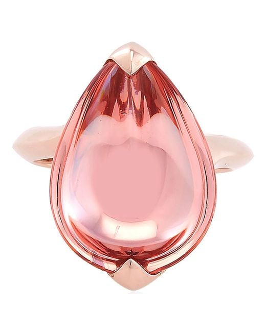Baccarat 's Fleurs De Psydlic Vermeil Pink Mirror Crystal Ring 2806958