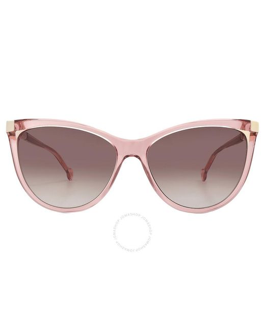 Carolina Herrera Pink Brown Cat Eye Sunglasses Her 0141/s 0bjs/ha 58