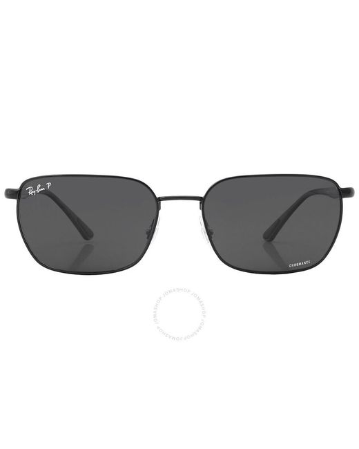 Ray-Ban Gray Chromance Dark Grey Rectangular Sunglasses Rb3684ch 002/k8 58