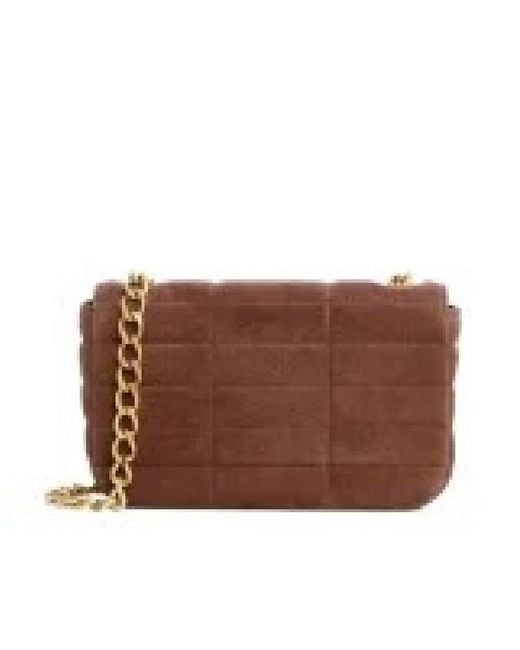 Céline Brown Logo Monochrome Matelasse Shoulder Bag