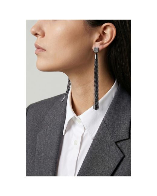 Brunello Cucinelli Multicolor Rhodium Tassel Earrings