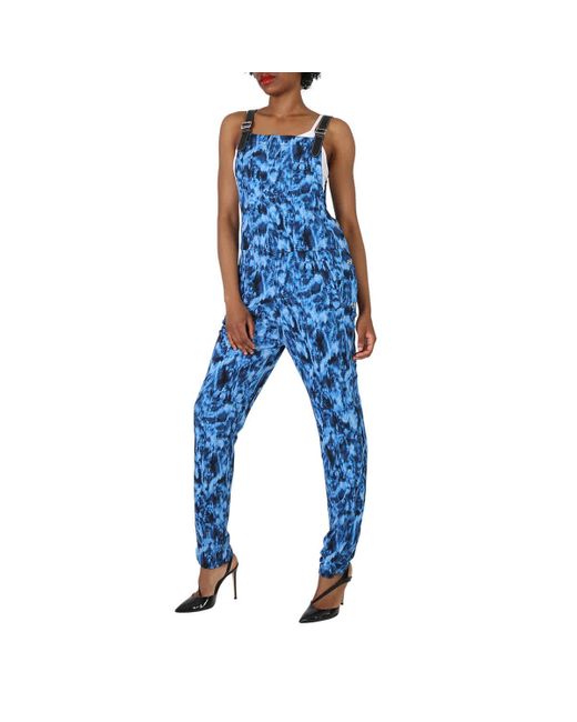 Burberry Blue Ripple-print Jumpsuit