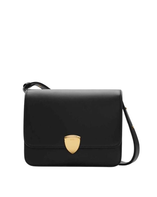 Burberry Black Shield-Detail Leather Crossbody Bag