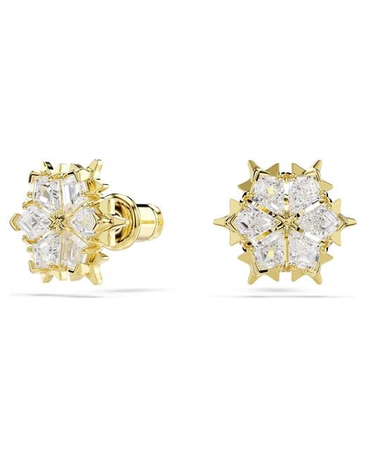 Swarovski Metallic Magic Stud Earrings, Mixed Cuts, Snowflake, 18K Finish