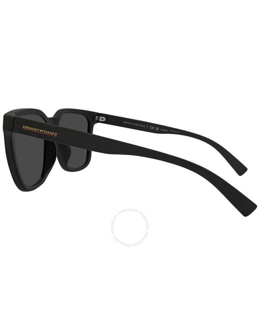 Armani Exchange Black Polar Gray Square Sunglasses Ax4108sf 807881 57 for men