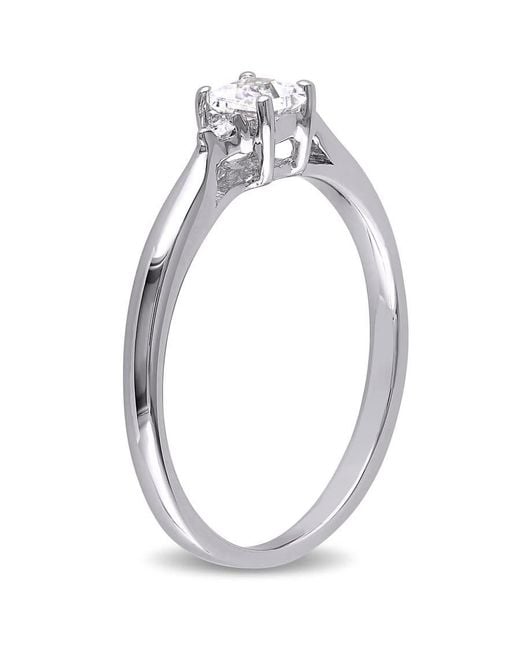 Amour Metallic Princess Cut Created Sapphire And Diamond Accent Ring