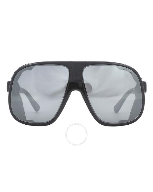 Moncler Gray Diffractor Smoke Silver Flash Oversized Sunglasses Ml0206 05c 66