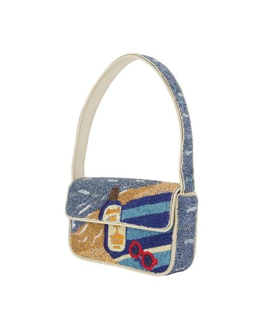 Staud Blue Beaded Shoulder Bag