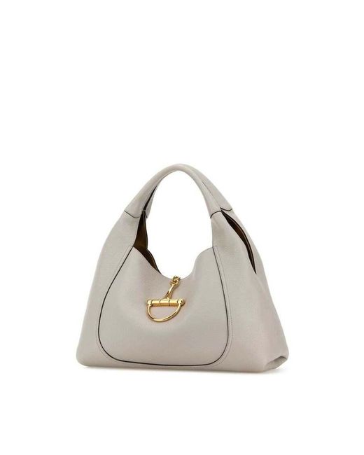 Gucci Gray Light Leather Large Softbit Shoulder Bag Sphinx Calf Skin Borse A Mano