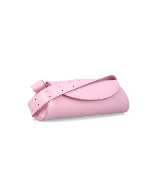 Jil Sander Pink Cannolo Small Leather Bag Bovine Lining Shoulder