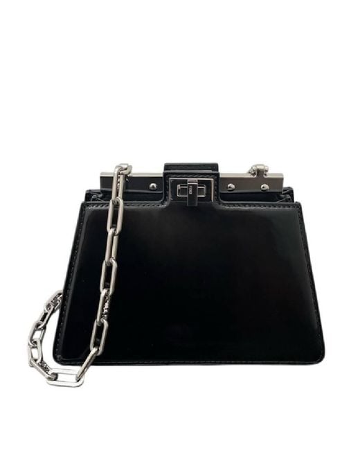 Fendi Black Peekaboo Chain-Link Handle Bag