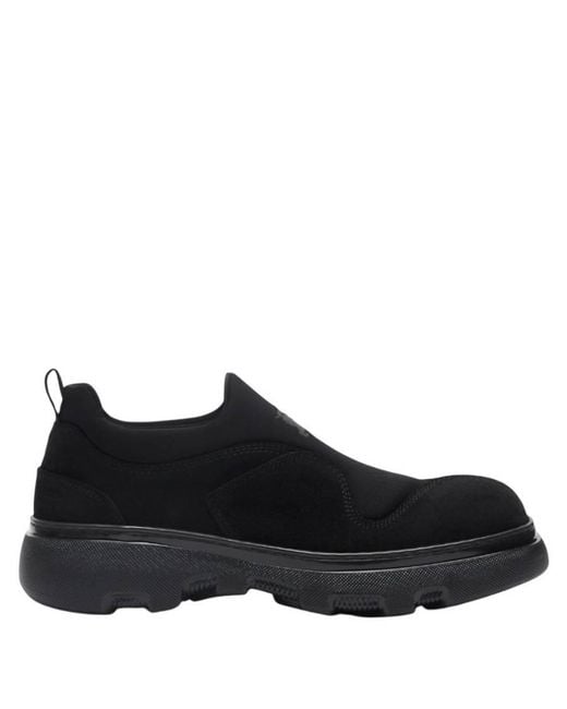 Burberry Black Suede Foam Slip-On Sneakers, Brand Size 39 Us for men