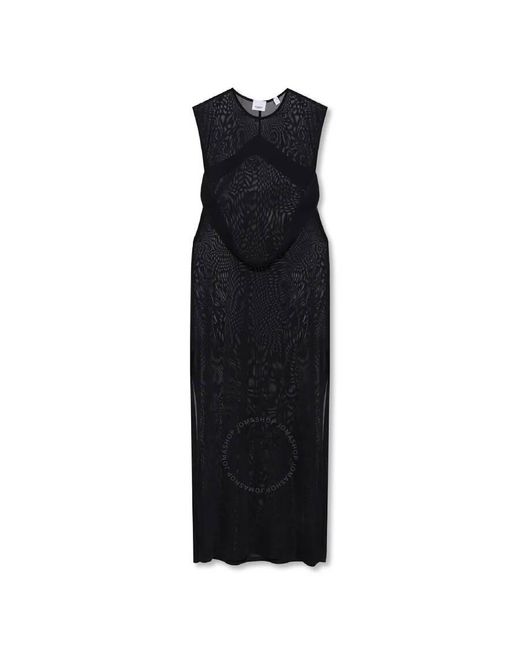 Burberry Black Side-slit Sheer Maxi Dress