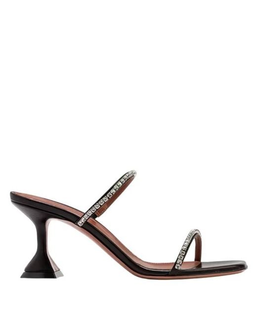 AMINA MUADDI Brown Gilda Crystal Embellished Sandals