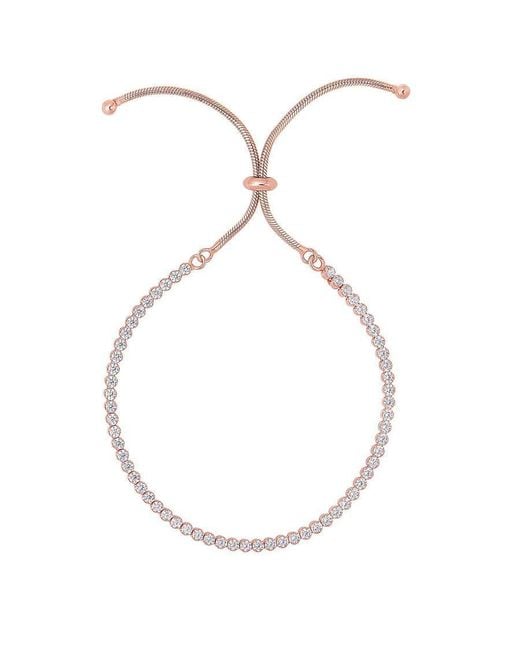 Tresorra Metallic Sterling Plated Rose Cz Tennis Friendship Bracelet