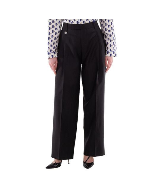 Burberry Black Wool Silk Pleated Tailored Trousers, Brand Size 8 Us