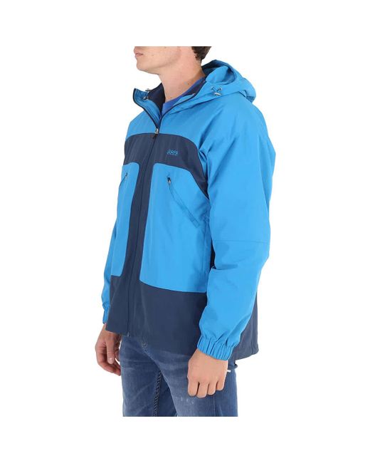 Arte' Blue Jeff Hooded Zipped Technical Waterproof Jacket for men