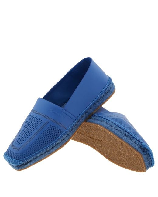Ferragamo Blue Seda Leather Espadrilles