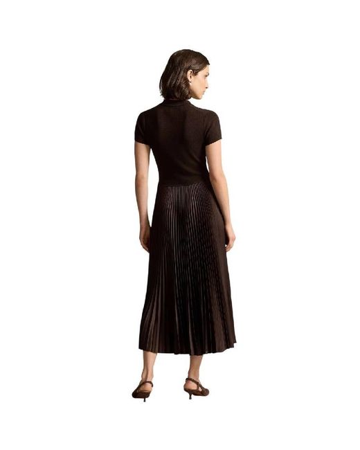 ralph lauren brown pleated dress RALPH LAUREN