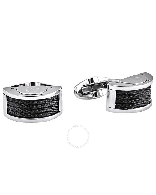 Charriol Stainless Steel Cufflinks- Black Pvd/ Silver for men