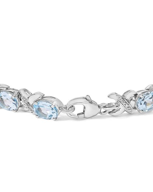 Haus of Brilliance Metallic 925 Sterling 16.0 Cttw Oval Topaz And Diamond Accent Tennis X Link Bracelet