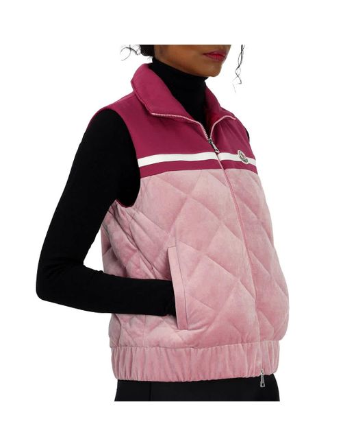 Moncler Pink Logo-patch Sleeveless Jacket