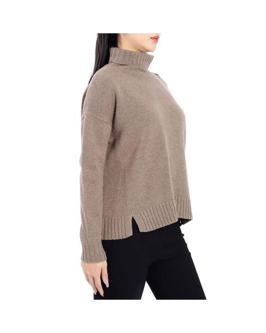Max Mara Brown Trau Wool And Cashmere High-neck Knitted Sweater
