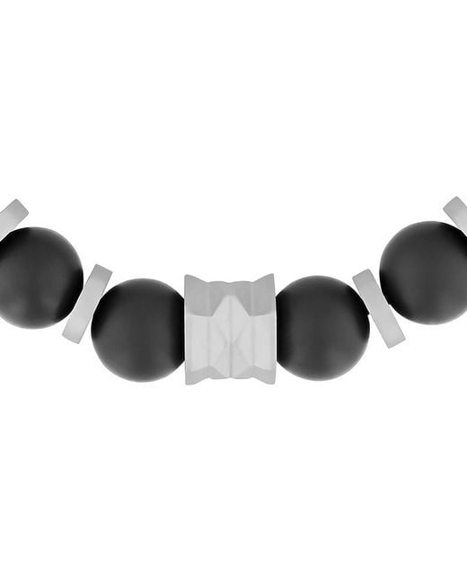 Robert Alton Black Stainless Steel Matte Onyx Bead Bolo Bracelet for men