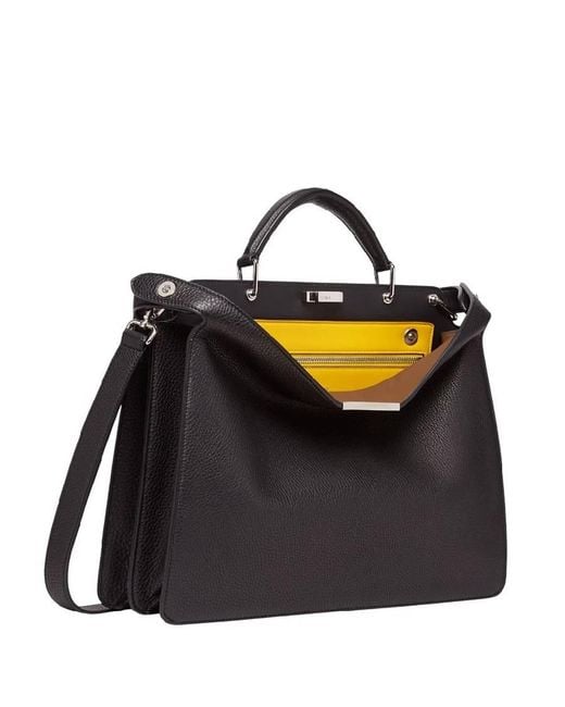 Fendi Black Peekaboo Leather Briefcase for men