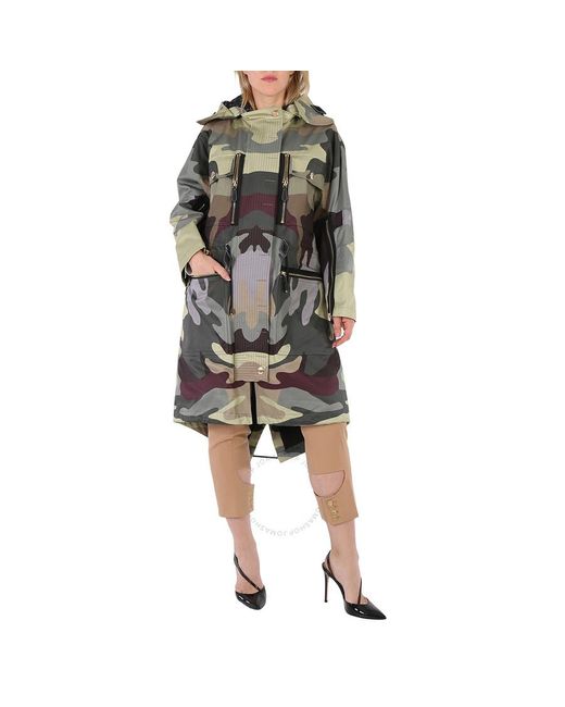 Burberry Black Sage Single-breasted Camouflage-print Cotton Parka
