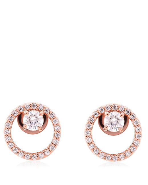 Swarovski Pink Constella Pierced Earrings Stud Cz Rose Shiny