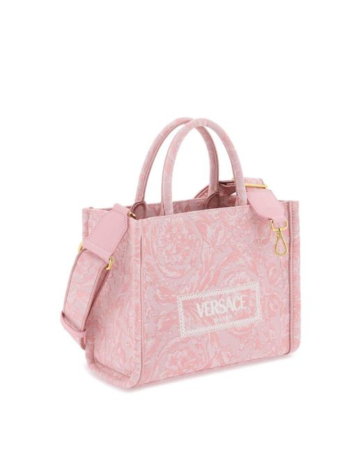 Versace Pink Barocco Athena Small Tote Bag Print for men