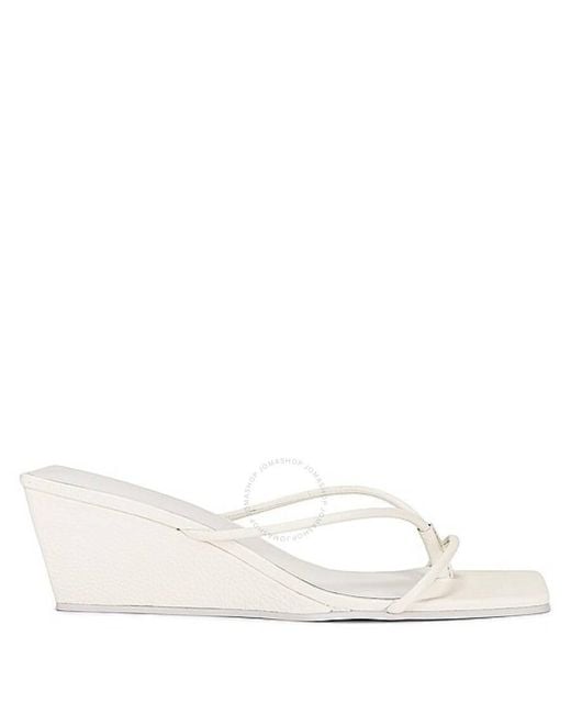 St. Agni White Minimal Low Wedge Sandals, Brand Size 38 Us