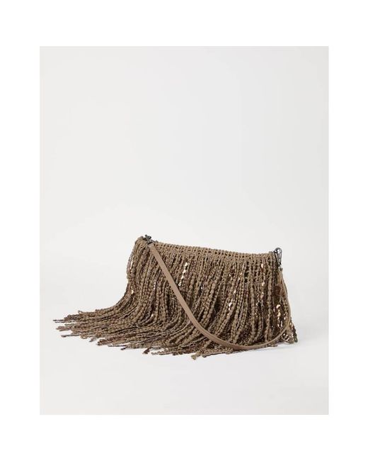 Brunello Cucinelli Brown Leather Fringe Bag