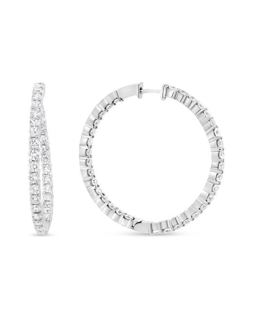 Haus of Brilliance 18k White Gold 3 5/8 Cttw Round Diamond Curved Inside-outside Hoop Earrings