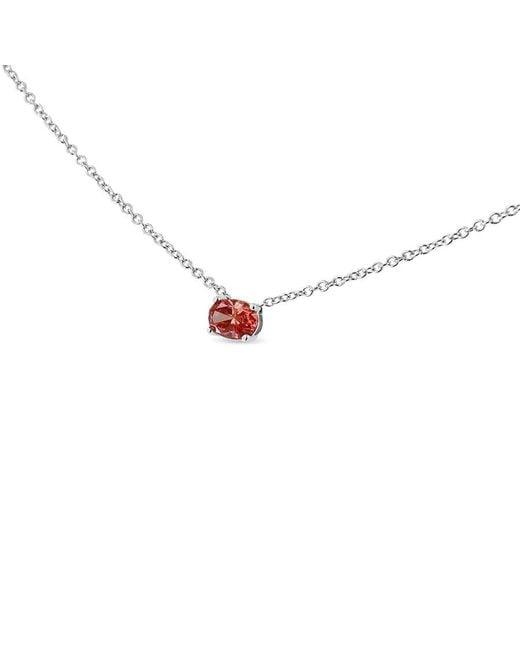 Haus of Brilliance White 14K 3/8 Cttw Lab Grown Oval Solitaire Diamond East West 18" Pendant Necklace Color, Vs2-Si1 Clarity)