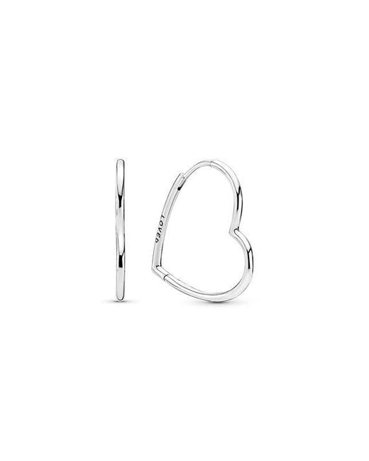 Pandora Multicolor Ladies Sterling Asymmetrical Heart Hoop Earrings