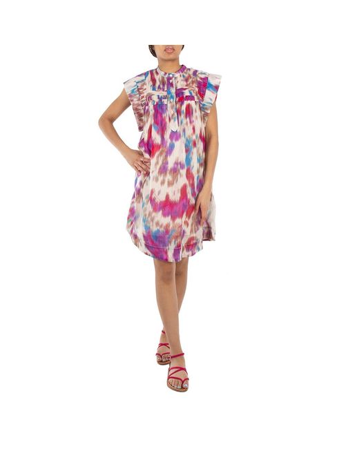 Isabel Marant Red Leazali Pleat Detailed Mini Dress