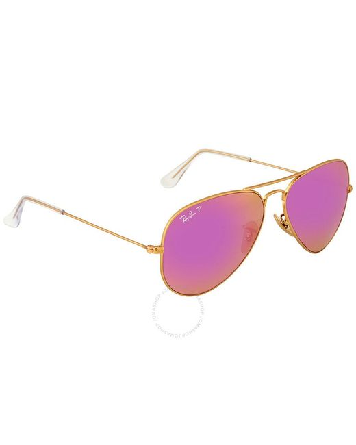 Ray-Ban Purple Aviator Flash Lenses Polarized Cyclamen Sunglasses Rb3025 112/1q 58