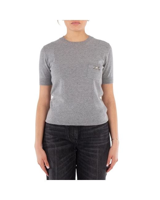 Versace Gray Medusa 95 Cashmere-Blend Knit T-Shirt