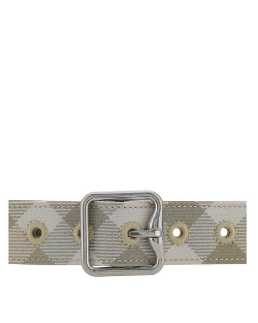 Burberry Gray Checkered Pattern Belt