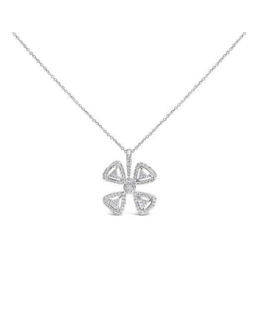 Haus of Brilliance Metallic 14K 5/8 Cttw Diamond 4 Leaf Floral Pendant Necklace (H-I Color, I1-I2 Clarity)