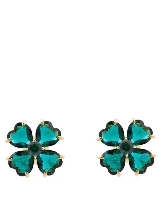Swarovski Green Idyllia Pierced Earrings Stud Clover Shiny
