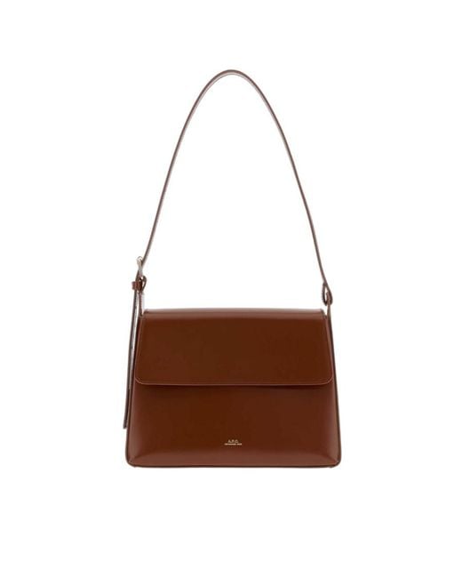 A.P.C. Brown Leather Virginie Shoulder Bag Hazelnut Vache Borse A Tracolla