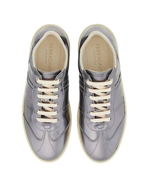 Ferragamo Gray Garda Low-Top Sneaker With Logo