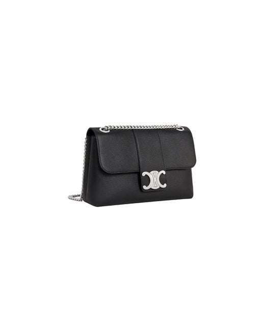 Céline Black Supple Calfskin Victoire Medium Crossbody Bag