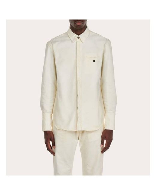 Ferragamo White Denim Cotton Overshirt for men