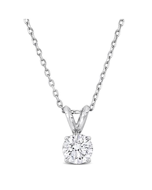 Created Forever Metallic 1Ct Tw Lab-Grown Diamond Solitaire Pendant With Chain for men